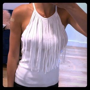 Halter top with fringe - autumn cashmere